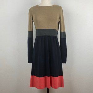 Eliza J Color Block Knit Dress Long Sleeves Sz S